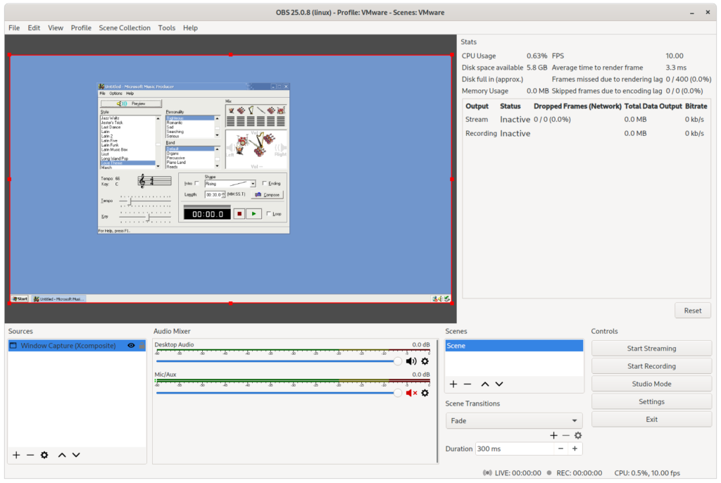 OBS main window