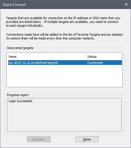 A list of iSCSI targets that have been discovered.